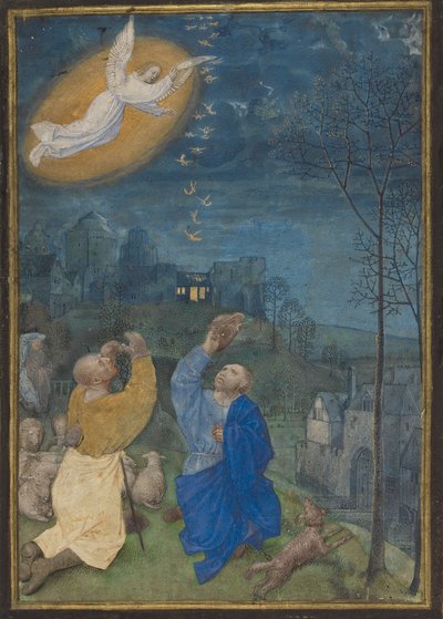 The Annunciation to the Shepherds, Detached Miniature from the Emerson-White Hours by Master of the Houghton Miniatures